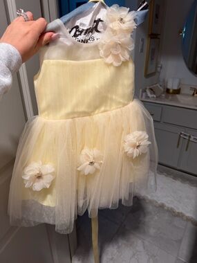 Yellow Floral Tulle Party Dress